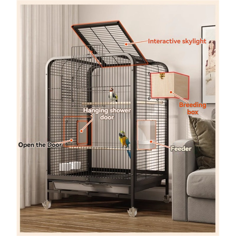 Image showcasing Tucker Murphy Pet™ Fedja 30.31'' Iron Pointed Top Floor Bird Cage with ...